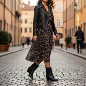Sun + Stone Modern Statement Foldover Western Boots Booties SZ 9 M BLACK